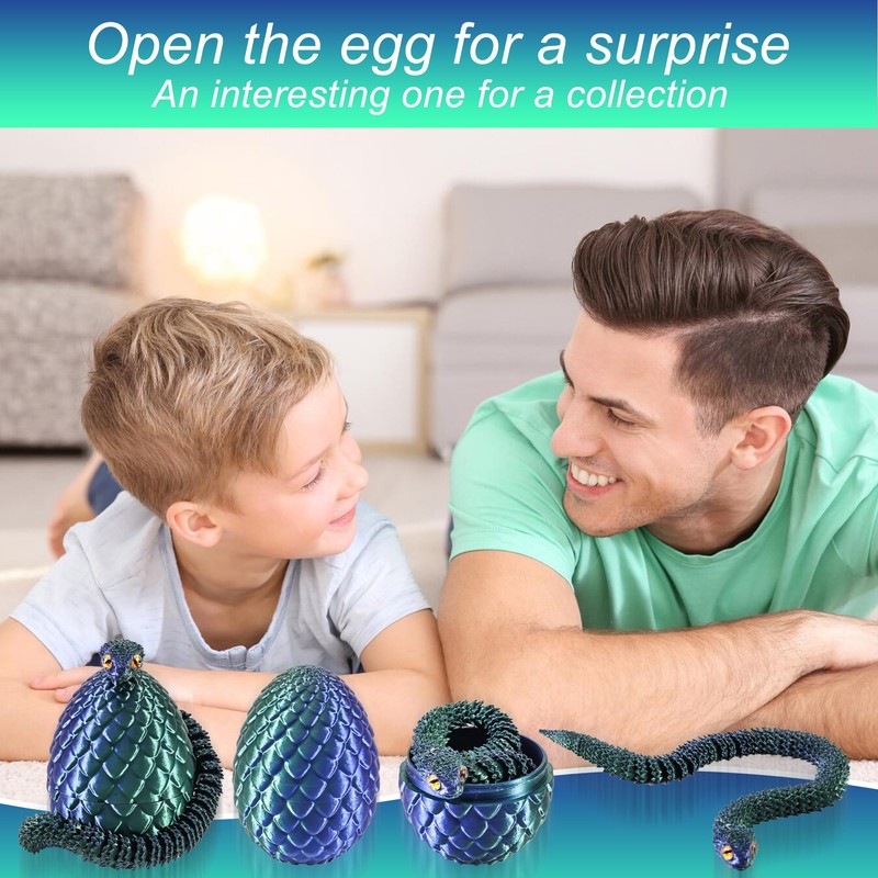 Joycabin 3D Printed Snake Toy, Easter 3D Printed Dragon Egg