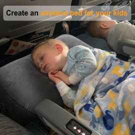 Maliton Inflatable Travel Foot Rest Pillow, Airplane Bed for Kids, Car Foot Leg Rest Pillow, Adjustable Height for Airplane, Car, Train, Home, Office(Dark Grey, 1 Pack)