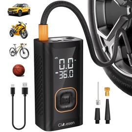 Tire Inflator Portable Air Compressor, 150PSI Portable Air Compressor with Accurate Pressure Gauge,E-Bike Inflation Cordless Air Pump for Car, Bike, Motorcycle, Ball