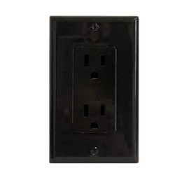 RiteAV 15A Electrical Duplex Receptacle Wall Outlet Plate 1 Gang Decorative Black