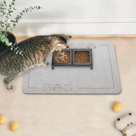YCT Cat Pet Food Mat, Cat Feeding Mat, Non-Slip Bottom Absorbent Pet Mat, Quick Dry Dog Cat & Dog Food Mat, Pet Supplies Mat, 11.8"x18.1" Beige