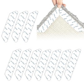 10 PCS Rug Gripper - Carpet Sticker Carpet Tape Pads - Rug Underlay Anti-Slip Rug Grippers Washable & Reusable Non-Slip Carpet Corner Gripper for All Kinds of Rugs Hard Tiled Marble Floor(White)