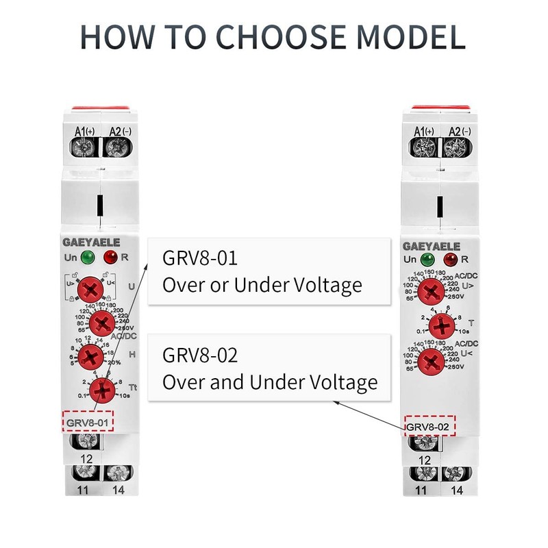 GAEYAELE Voltage Protection Relay AC/DC110V-240V Overvoltage and Undervoltage Protection(GRV8-02,AC/DC110V-240V)