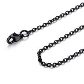 FOCALOOK Women's Men's Chain 2 mm Thin Rolo Chain Stainless Steel Necklace Replacement Chain for Pendant Gold/Rose Gold/Black/Silver 4 Colours Available 45-70 cm Length, Stainless Steel, No Gemstone
