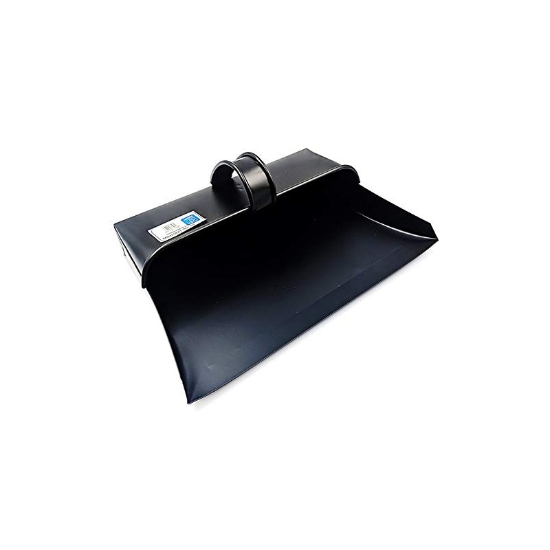 Black Hooded Metal Dust Pan and Soft Brush Dustpan ash