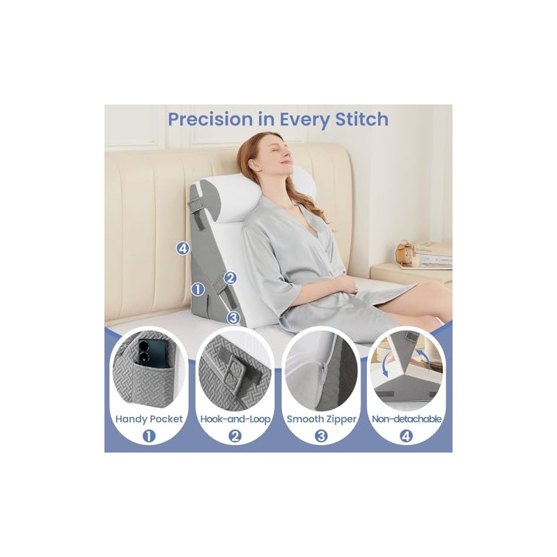 Sasttie Wedge Pillow Set for After Surgery, 2PCS Adjustable Bed