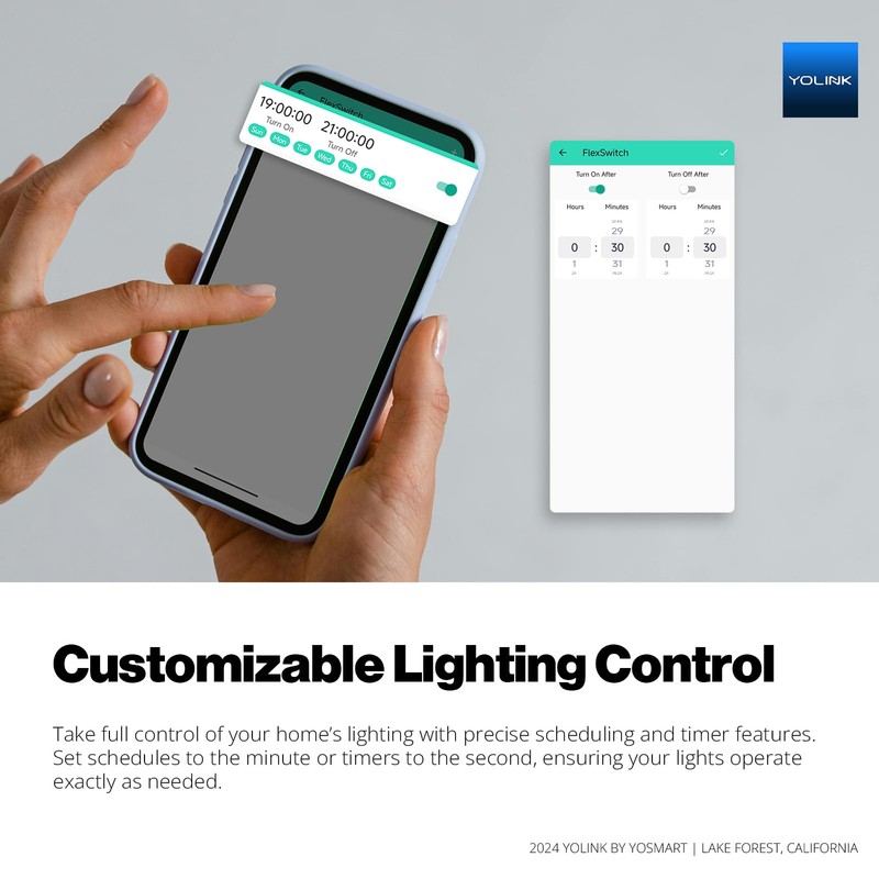 YoLink FlexSwitch, Single Pole Switch, Long-Lasting Battery Powered Smart Light