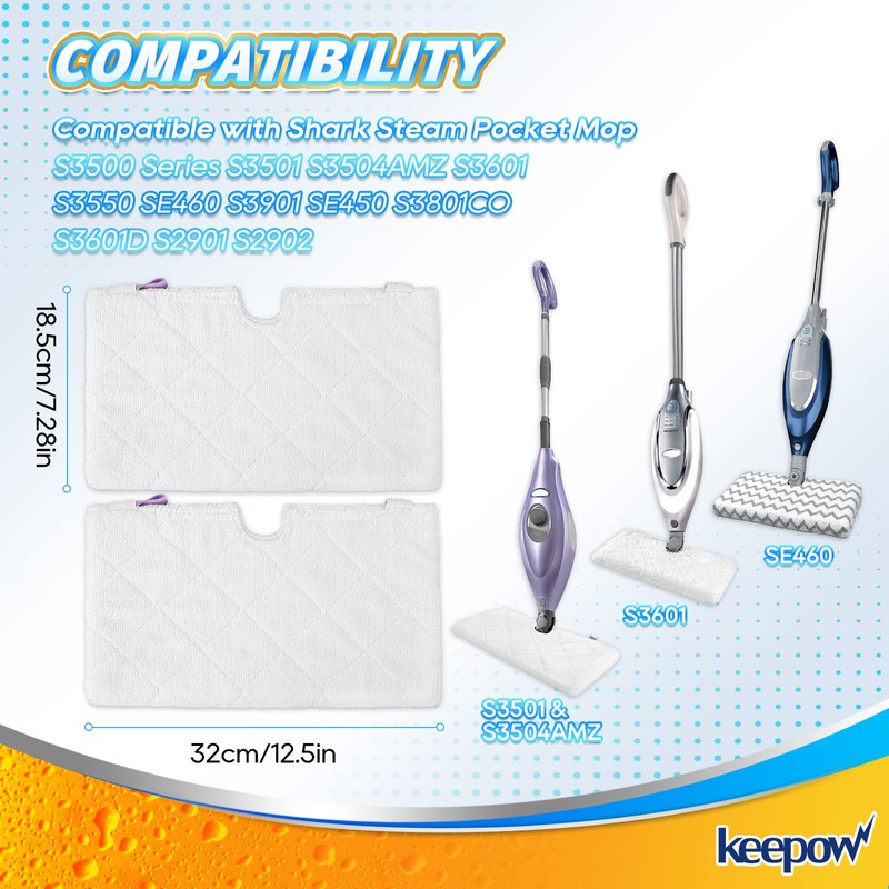 KEEPOW Steam Mop Replacement Pads for Shark Steam Pocket Mop