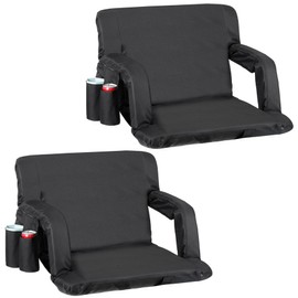 LEMY 25" Wide Stadium Seats with Back Support, Stadium Chairs for Bleachers, Camping, Sports Events, Set of 2 Chairs (Black)