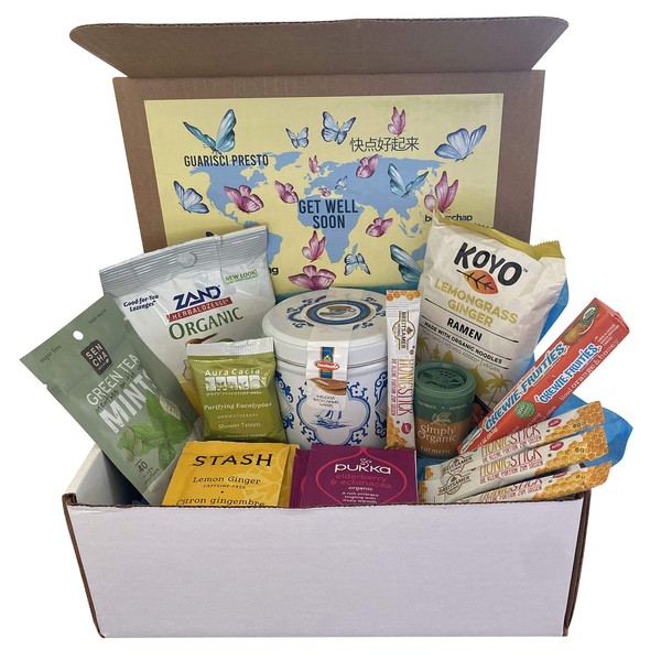 Get Well Soon Gift Basket with Comforting Soup, Tea and Snacks from Around the World Gift Box