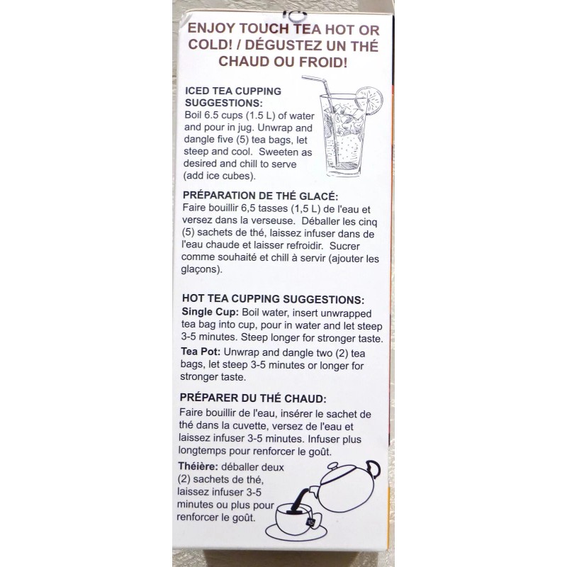 Touch Organic APRICOT WHITE Tea Bags, 40 Bags, 2.5 oz