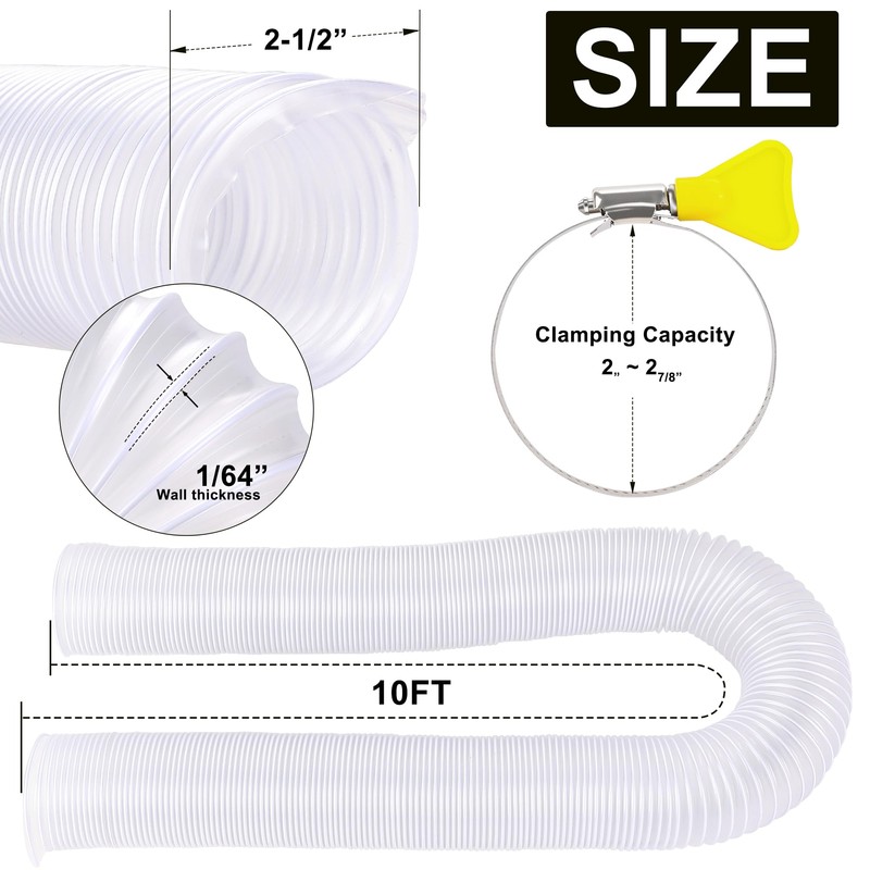 WYNNsky 2-1/2 Inch Dust Collection Hose, 10FT Flexible Shop PVC