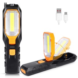 Haofy Luz de Trabajo LED Recargable COB, Lámpara de Trabajo Portátil con Base Magnética y Gancho, Lámpara de Inspección USB con 4 Modos, Linterna de Trabajo para Hogar, Taller, Automóviles, Camping