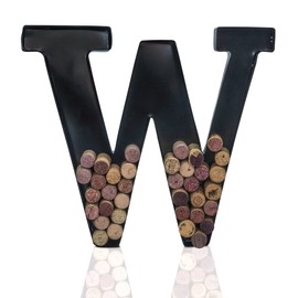 Made Easy Kit Metal Letter Wine Cork Keepsake Saver & Holder Monogram w/Free Wall Mount Kit A-Z (Letter W, Large)