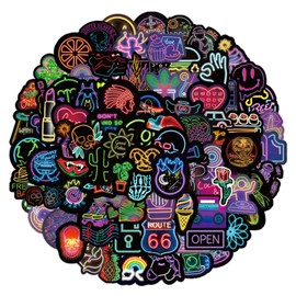 Sticker Pack of 100, Neon Graffiti Sticker Decals, Waterproof Vinyl Stickers for Laptop, Suitcase, Guitar, Luggage, Bike, for Children