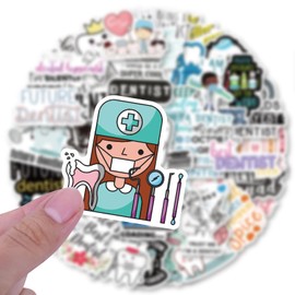 100Pcs Dentist Stickers, Doctor Nurse Waterproof Vinyl Stickers Decals for Laptop Water Bottle Bumper Luggage Computer Skateboard Snowboard. Gift for Kids Girls Teens