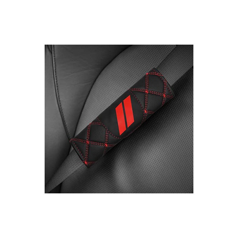 YOSRTER Soft Microfiber Leather Seat Belt Pad with Red Trim