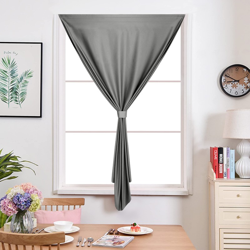 Muamar Velcro Blackout Curtains for Bedroom 2 Panels with Tiebacks(Grey,