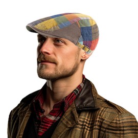 Vobozeany Men's Women's Peaked Cap Cotton UV Protection Spring Summer Flat Caps Colourful Grid Beret Hat Gatsby Newsboy Flat Cap Men's Hat, #1