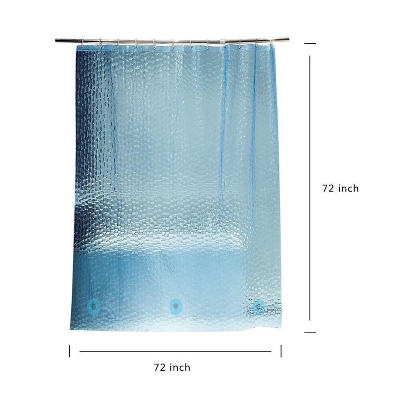 jssablo Blue Shower Curtain Liner, 100% Waterproof EVA 3D Shower