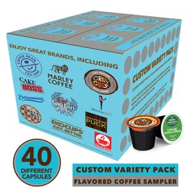 Crazy Cups Flavored Coffee Pods Variety Pack, Fully Compatible With All Keurig Flavored K Cups Brewers, Coffee Sampler, 40 Count