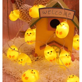 Little Yellow Chicken String Light Easter Decorations, Cute Animal Chicken Decoration Lights, Battery Operated 4.9 ft 10 LED Lights for Home Decor, Party, Birthday, Camping, Kid Bedside lamp