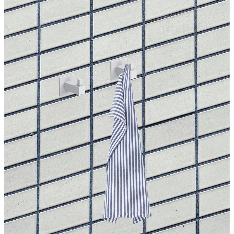 Kon-fort Home Square Bathroom White Towel Hook, 2 Pack Bathroom