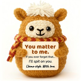 Krinisou Positive Animals Crochet Llama – Funny Cute Llama Birthday Gift for Best Friend Bestie, Romantic You Matter to Me Gift for Girlfriend Boyfriend, Unique Christmas Stocking Stuffer