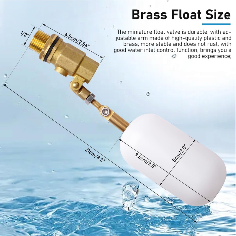 MUALROUS 1/2 Inch Brass Valve with Plastic Float Water Float
