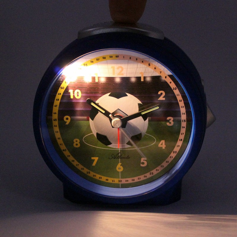 Atlanta Children's Alarm Clock for Boys Blue Football Quartz Alarm