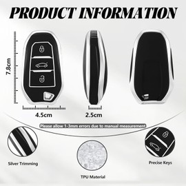 TOOMUME Key Cover TPU Car Key Case Fits Peugeot 208 308 508 2008 3008 5008 Rifter Citroen C3 Arricross C4 Picasso DS3 DS4 Berlingo, Key Cover Protection Key Case - Smart Key