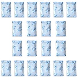 20 x 10 gr. E-Cron Silica Gel Tyvek Packets. Pure, Safe and Reusable Silica Gel Sachets Desiccant. Renewable Dehumidifier Pouches - Absorb Moisture.