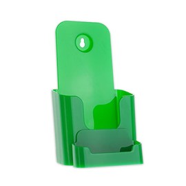 Source One Green Deluxe 4 Inch Wide Trifold Brochure Holder with Business Card Holder