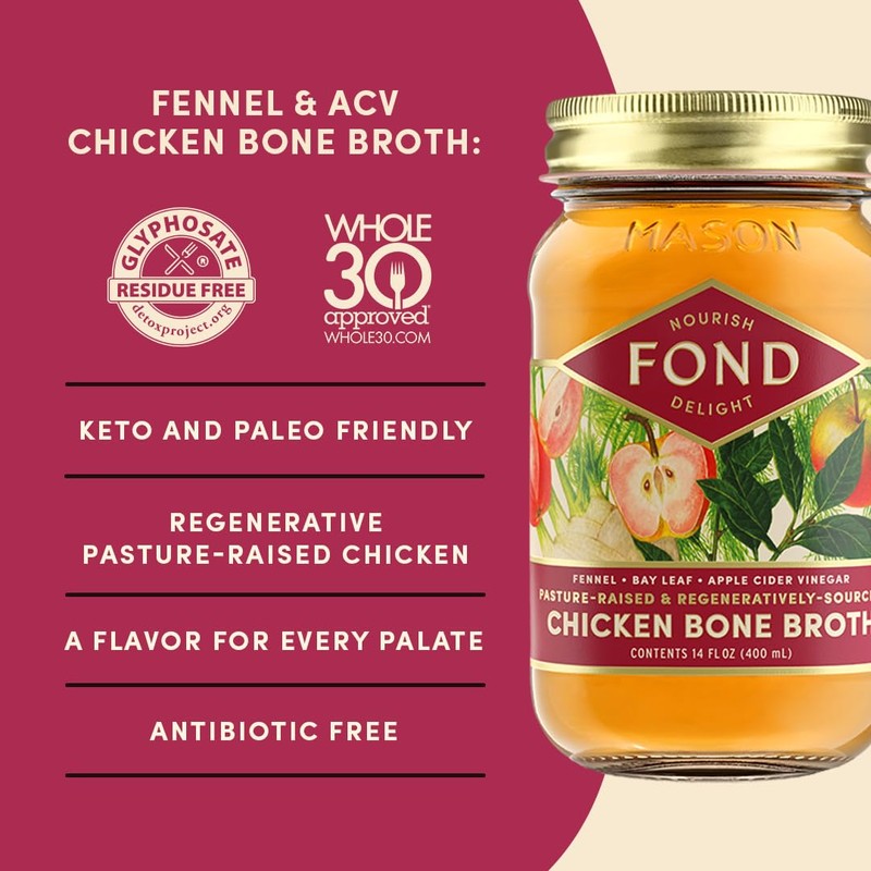 FOND Pasture-Raised Regenerative Chicken Bone Broth infused with Organic Fennel