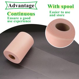 Blush Tulle Fabric Rolls 6 Inch by 100 Yards (300 feet) Fabric Spool Tulle Ribbon for DIY Blush Tutu Bow Baby Shower Birthday Party Wedding Decorations Christmas Craft Supplies