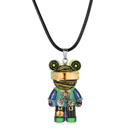 Fynvrona Unique Bear Necklace - Handcrafted Original Design Pendant - Perfect Steampunk Jewelry Gift for Men & Women in Elegant Box (Neon Turquoise)