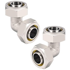2PCS 3/4’’ Elbow Air Piping Fittings, Air Line Fittings For Shop Garage Compressed Air line System Kit Brass-Nickel Plated, 200PSI