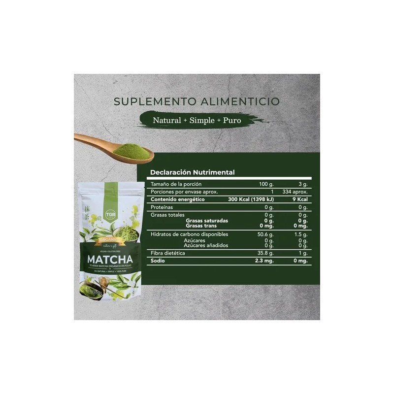 Té Matcha 100 Puro Premium Orgánico 500 Gramos