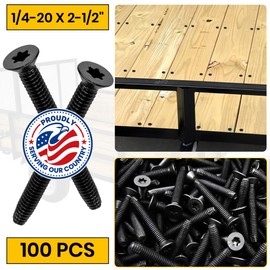 1/4-20 x 2 1/2'' - 100 pcs Trailer Deck Screws - Flat Head, Type F, Star Drive T-30, Torx Screws for Wood & Metal - Self-Tapping Screws x 100 Pcs