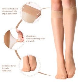 MANZI 12 Pairs Women's Knee Socks Breathable Ultra-Soft 15 Denier Black Skin Colour, 12 Pairs Natural