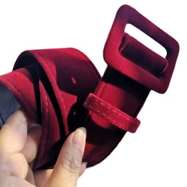 LANOBA Women Velvet Wide Waist Belt Cinch Corset Waistband Vintage High Waist Belts for Dress, 1.97 inch Width 42 inch Length, Burgundy, One Size