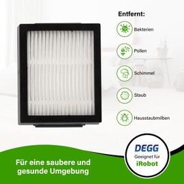 DEGG Hepa Filter - Kompatibel mit iRobot Roomba i7 i7+ i3 i3+ i4 i4+ i6 i6+ i8 i8+ e5 e6 e7 - Ersatzfilter - Staubsaugerfilter - Perfekte Passform - Staubsauger Zubehör - 12 STÜCK