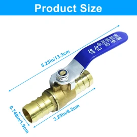 LifCratms Brass Hose Barb Ball Valve Kit, 1Pcs 3/4" PEX Ball Valve with Stainless Steel Clamps -High Temperature Resistance Heater Hose Shut Off Valves for Water, Gas, Oil, Fuel line Fittings