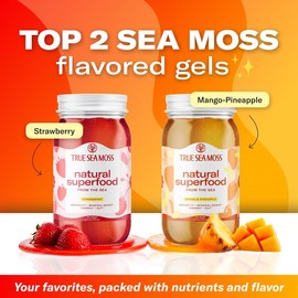 TrueSeaMoss Wildcrafted Irish Sea Moss Gel | Multiple Flavors – Rich in Minerals & Vitamins –   supports immune, improves digestion, boost energy, skin & hair health - Made in USA:_Bundle: Mango-pineapple + Strawberry_2 Pack