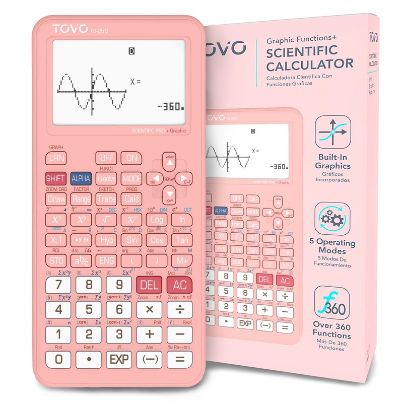Calculadora científica TOVO con funciones gráficas, múltiples modos, 360 funciones,