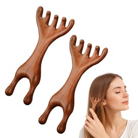 hinbkenla Scalp Massager Comb 2PCS Wooden