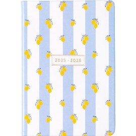 2025-2026 Eccolo 18 Month Bound Planner, Monthly & Weekly Pages (5.25 x 7.75" - July 2025 - Dec 2026 - Lemon Blue Stripes)