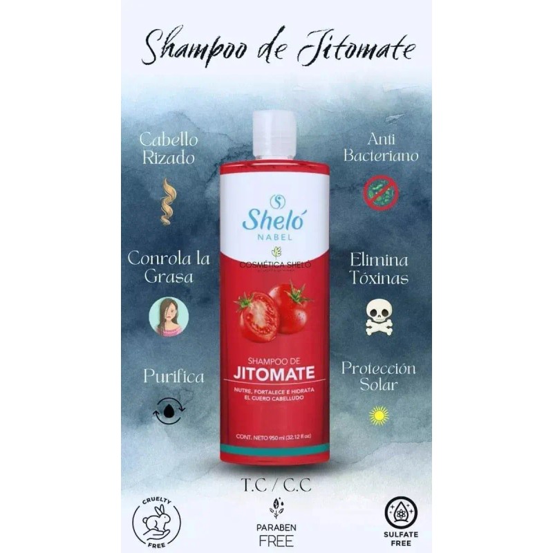 Shampoo Jitomate Crece Cabello Suaviza Shelo Nabel 950ml