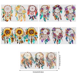 Quyioo 5 Sheets Dreamcatcher UV DTF Transfer Stickers, for Libbey Glass Tumbler, Waterproof Decals, Plastic Adhesive Label for Bottles and Cups Decor (Style2-5 Sheet)