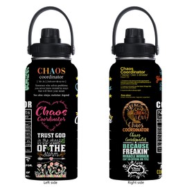 Chaos Coordinator Water Bottle 32 oz - Thank You Gifts for Men Women - Employee Appreciation Birthday Gifts for Women Coworkers Boss Teacher Nurse Friend